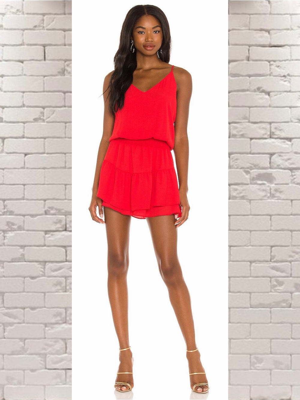 Krisa Red Sleeveless Layered Romper
